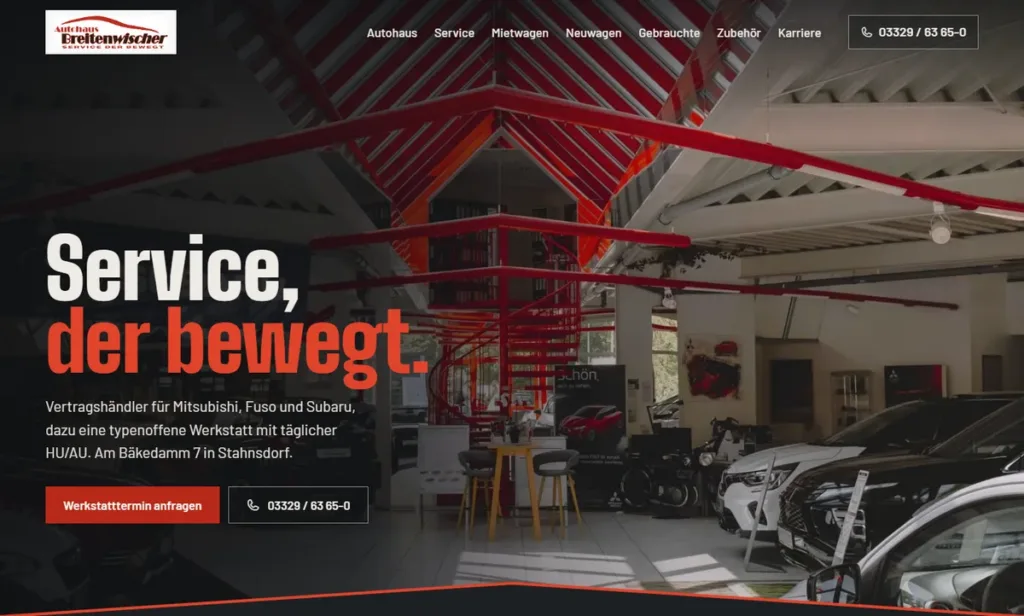 Entwurf der neuen Startseite: Autohaus in Stahnsdorf
